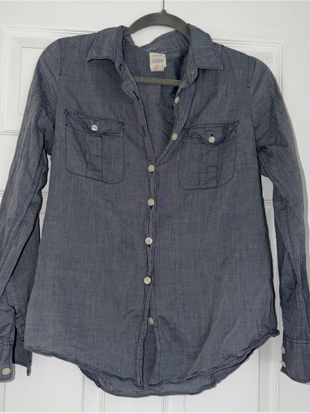 J. Crew Soft Washed Chambray Button-Up Shirt in Slate Blue